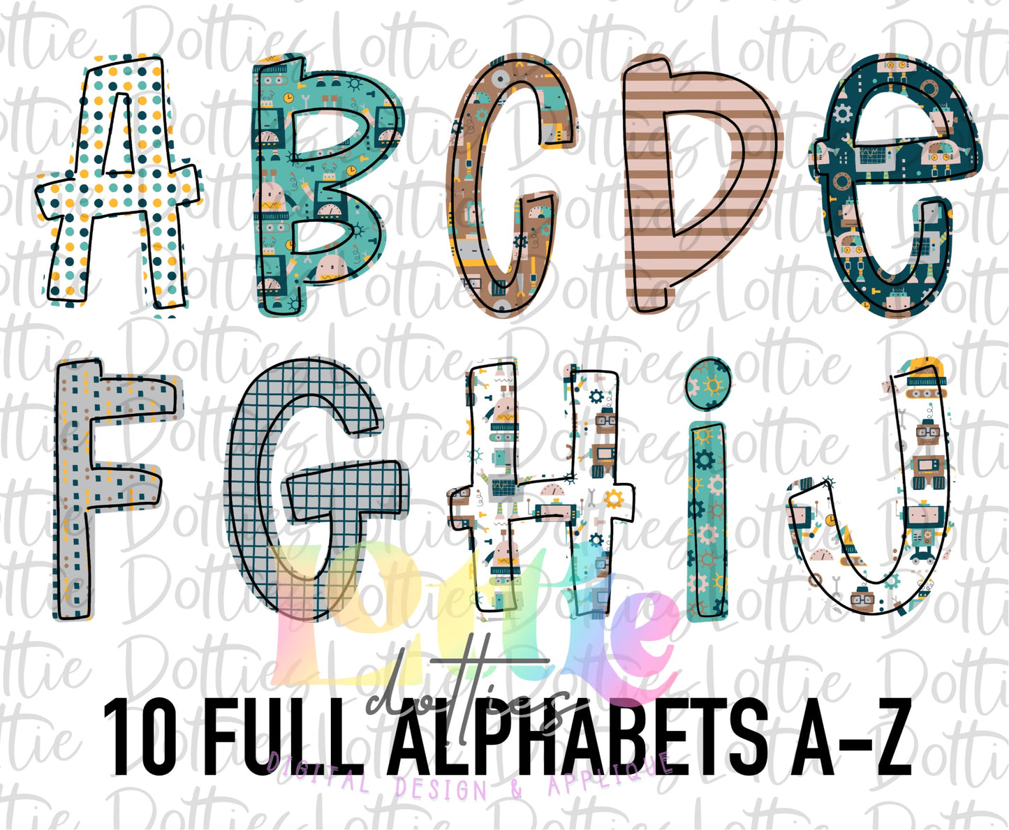 Robots Alpha - Alpha Pack - Alphabet Clipart - Instant Download - Alpha Pack