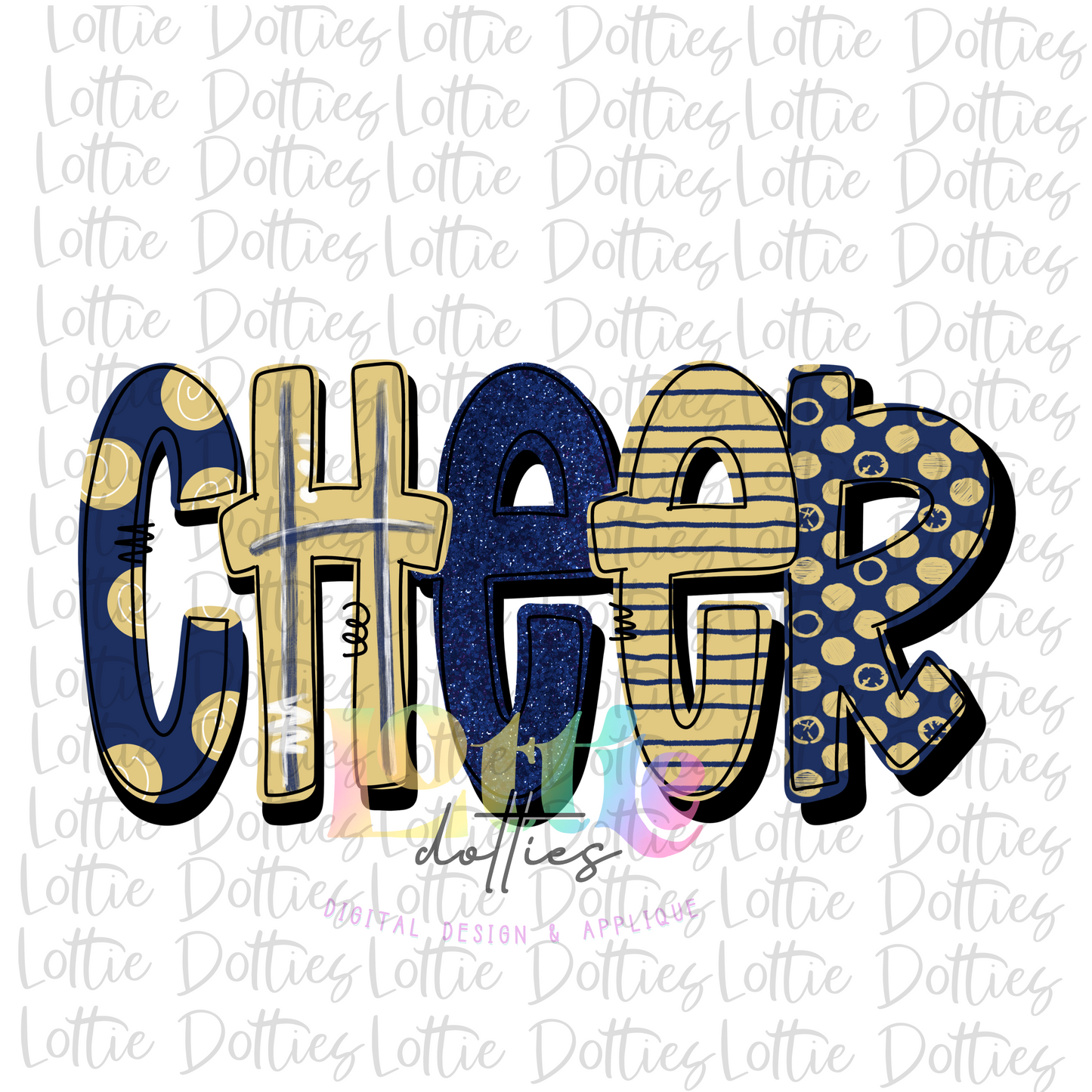 Cheer lPng - Cheerleader Sublimation File - Navy and Vegas Gold - Instant download - Digital Download
