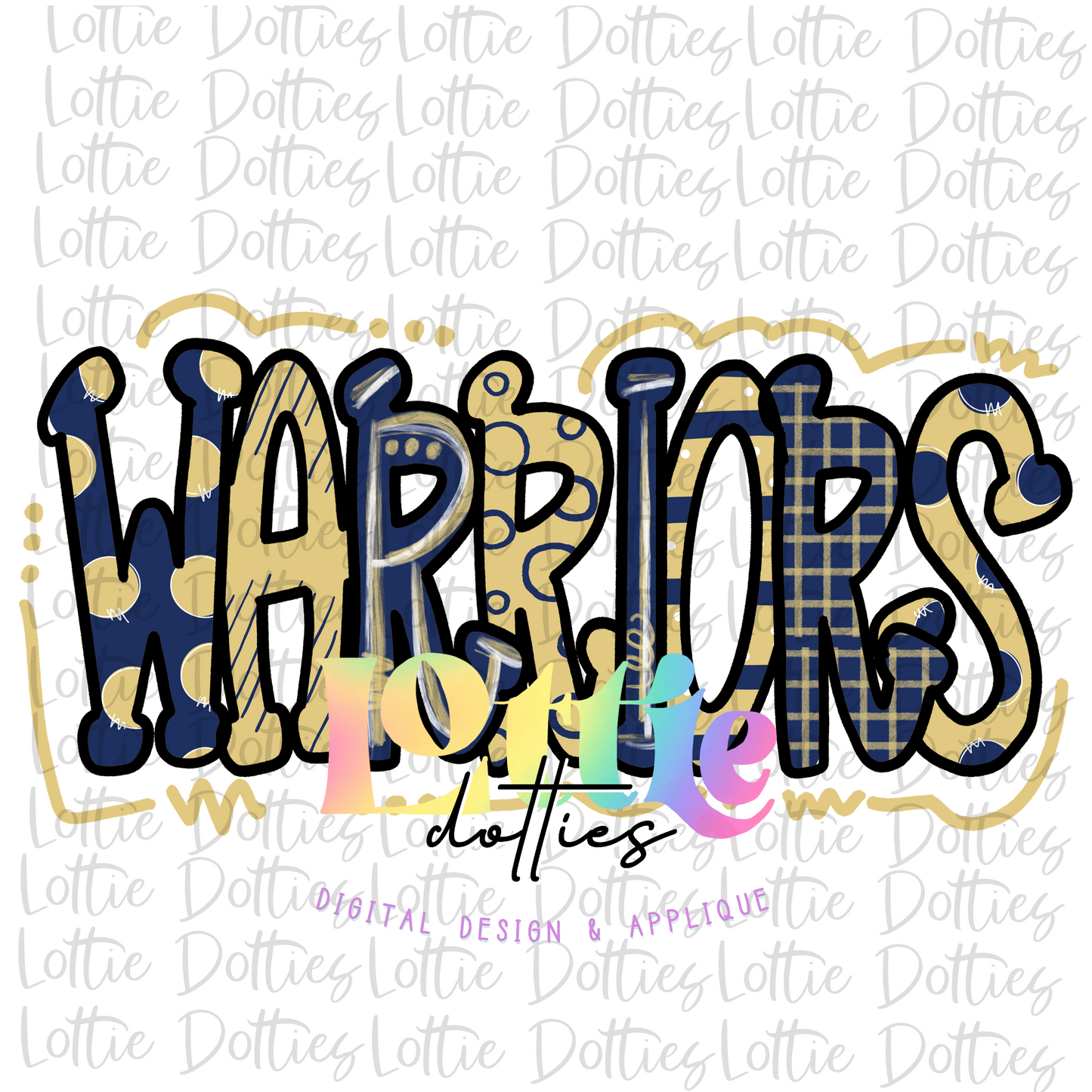 Warriors Png - Mascot Sublimation Design - Digital Download Navy and Vegas Gold