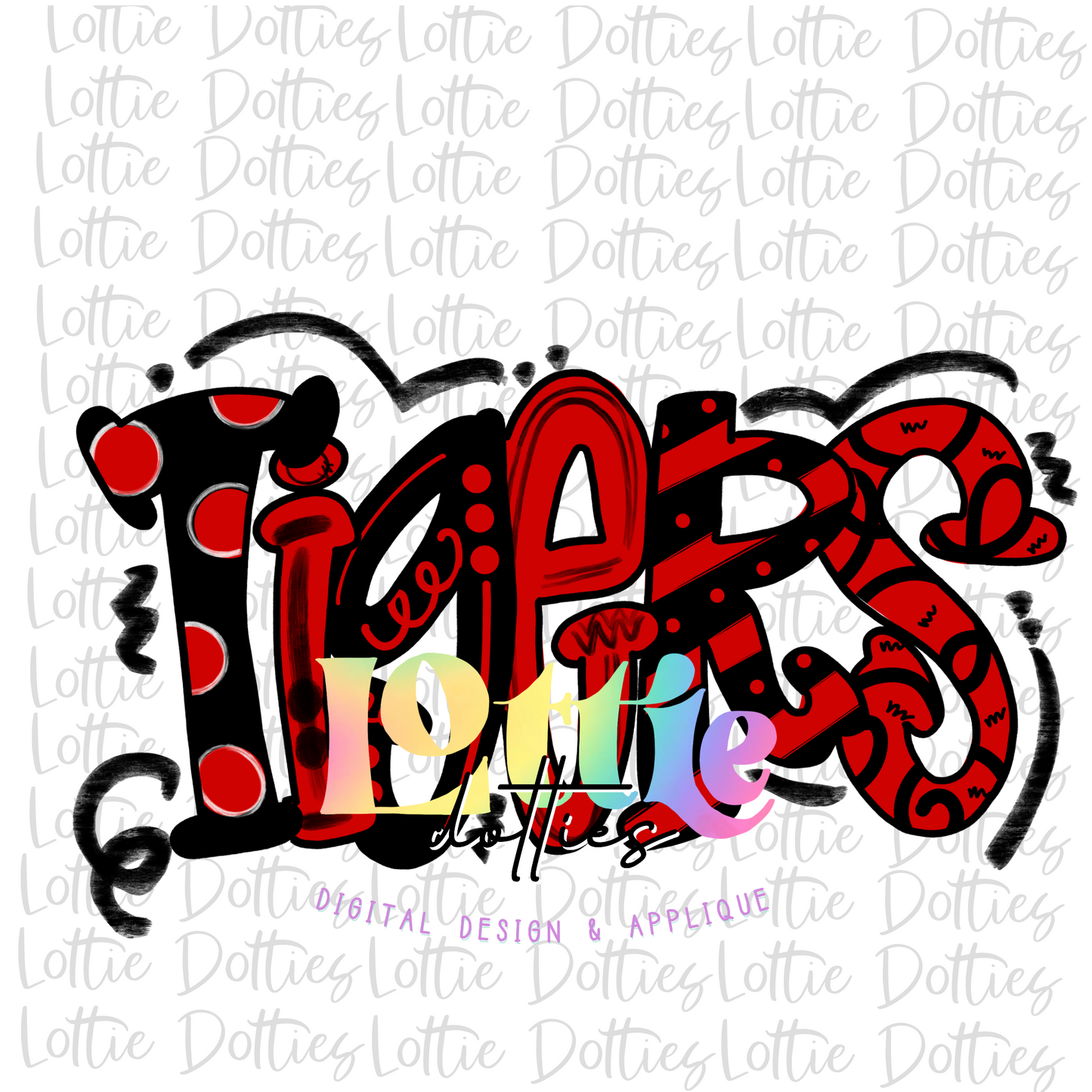 Tigers PNG - Tigers sublimation design - Digital Download - Red and Black