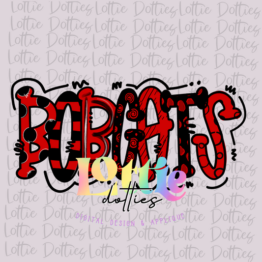 Bobcats PNG - Bobcats  sublimation design - Digital Download - Red Black and White