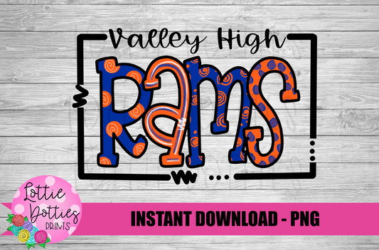 Valley High Rams PNG - Rams Sublimation design - Digital Download