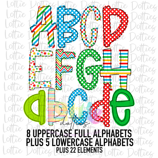 Birthday Alpha - primary colors- Alpha Pack - Alphabet Clipart - Instant Download  - Alpha Pack