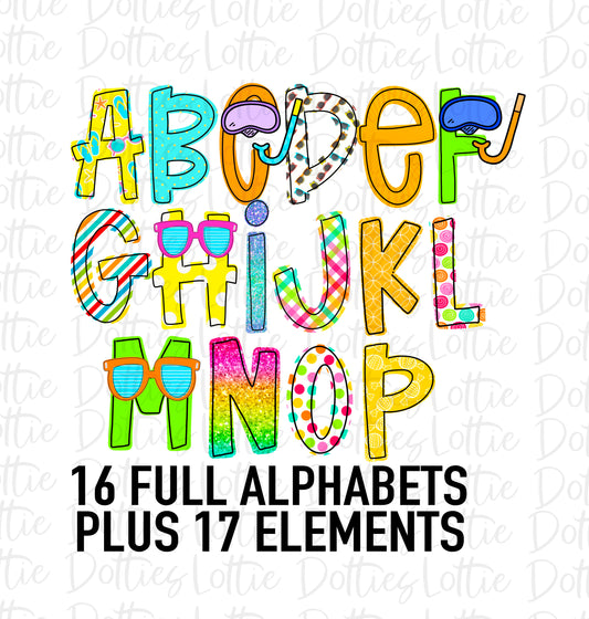 Pool Days Alphabet - Alpha Pack - Alphabet Clipart - Instant Download  - Summer Alpha Pack