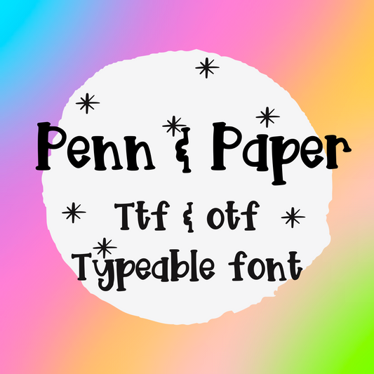 Penn & Paper Font - Handwritten Font- true type font - otf and ttf - type able font