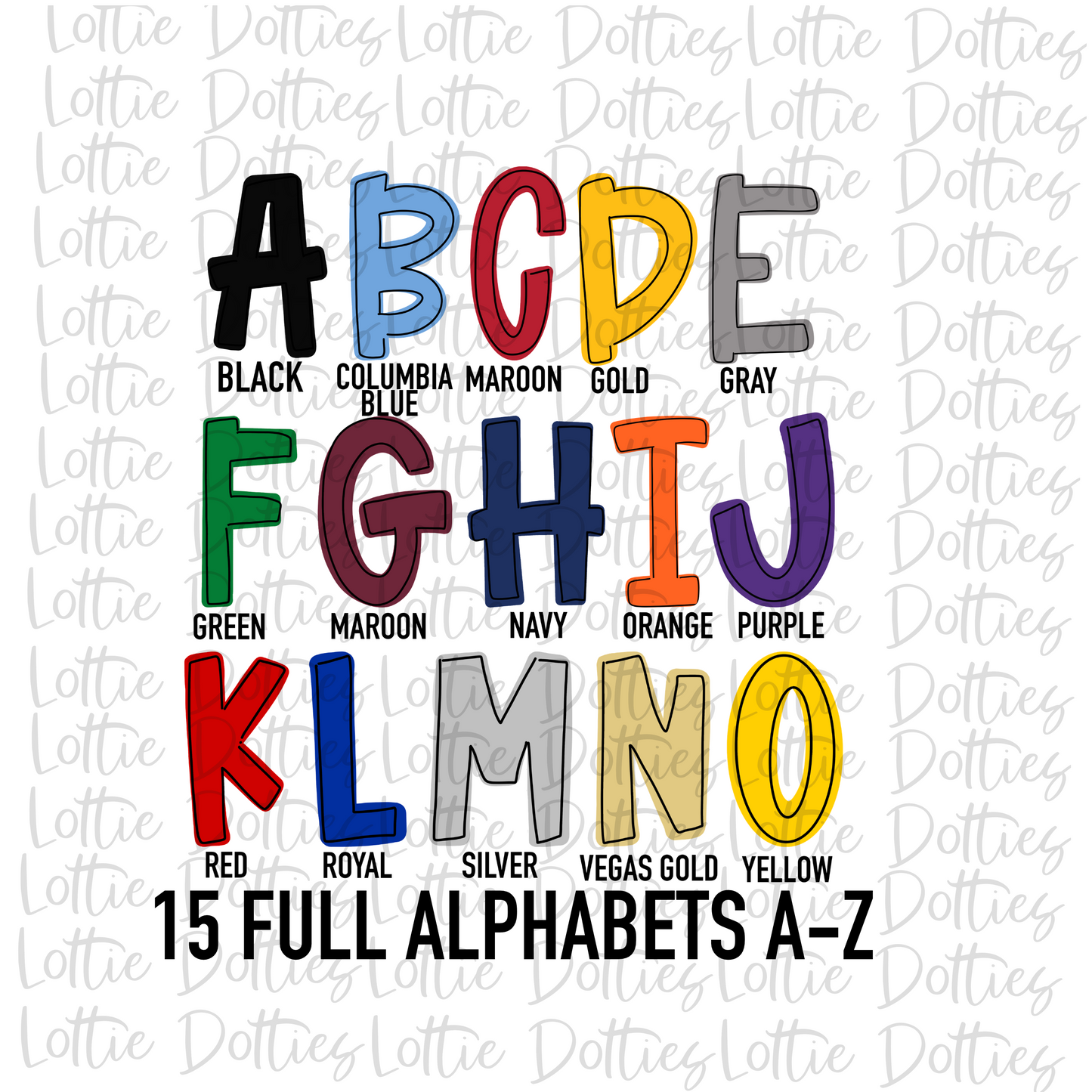 School Spirit Solids Alphabet - Alpha Pack - Alphabet Clipart - Instant Download - Girl Alpha Pack