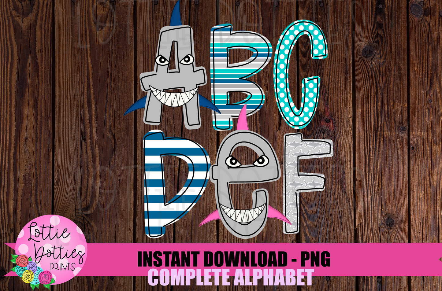 Shark Alphabet - Alpha Pack - Alphabet Clipart - Instant Download - Boy Alpha Pack