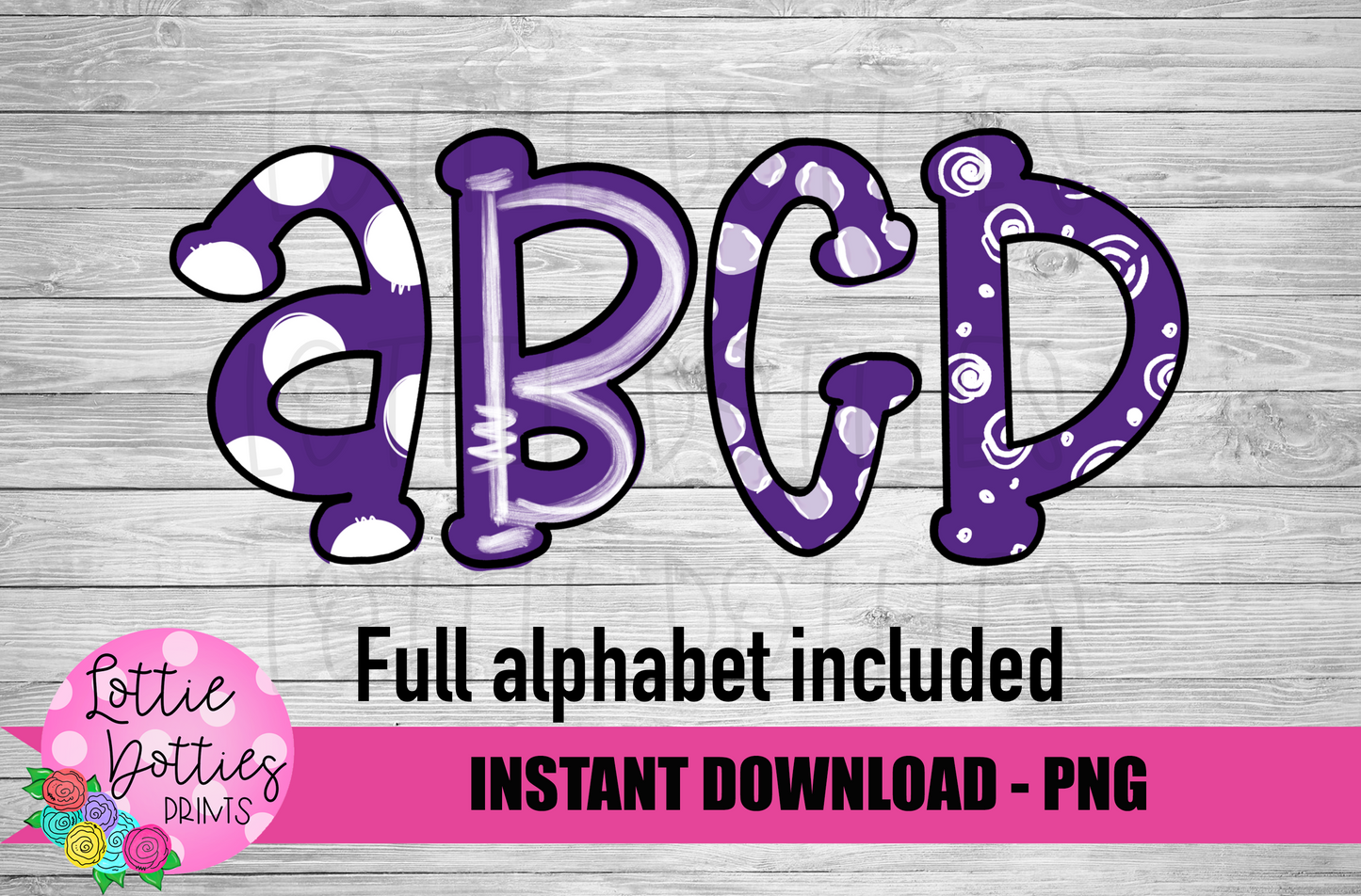 Purple and White Hand Lettered Alphabet - Alpha Pack - Alphabet Clipart - Instant Download - Alpha Pack