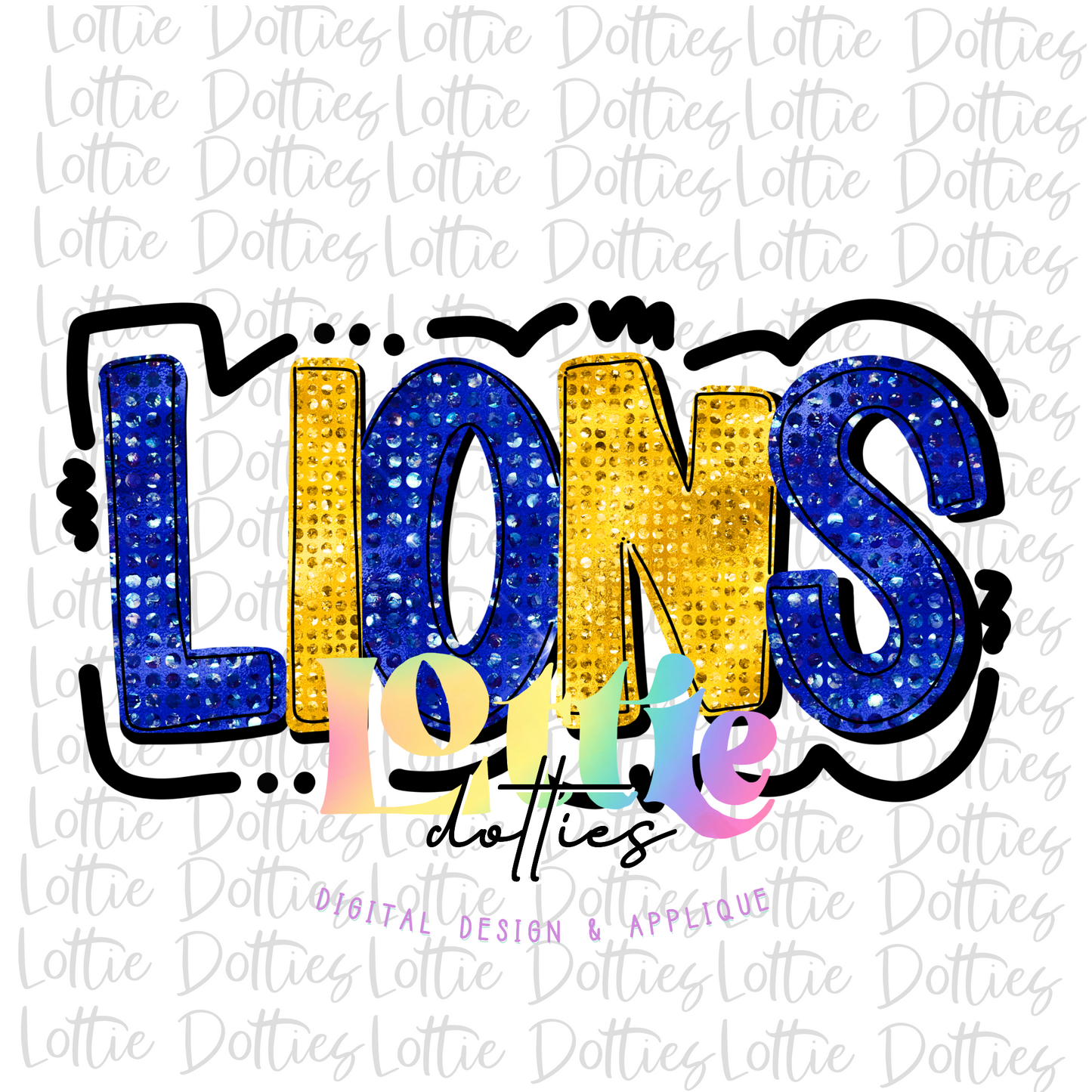 Lions PNG - Lions sublimation design - Digital Download - Rhinestones Royal and Yellow Gold