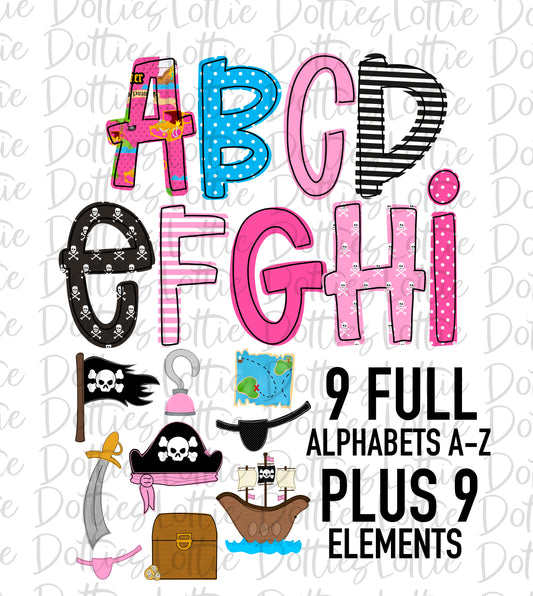 Pirate Alphabet - Alpha Pack - Alphabet Clipart - Instant Download - Pirate