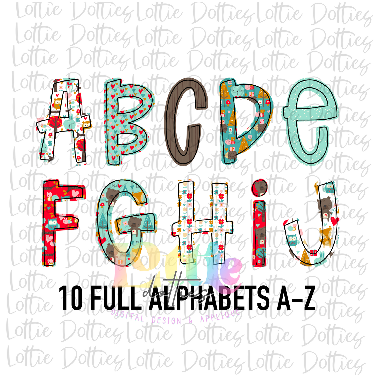 Woodland Valentine Alpha - Alpha Pack - Alphabet Clipart - Instant Download - Alpha Pack