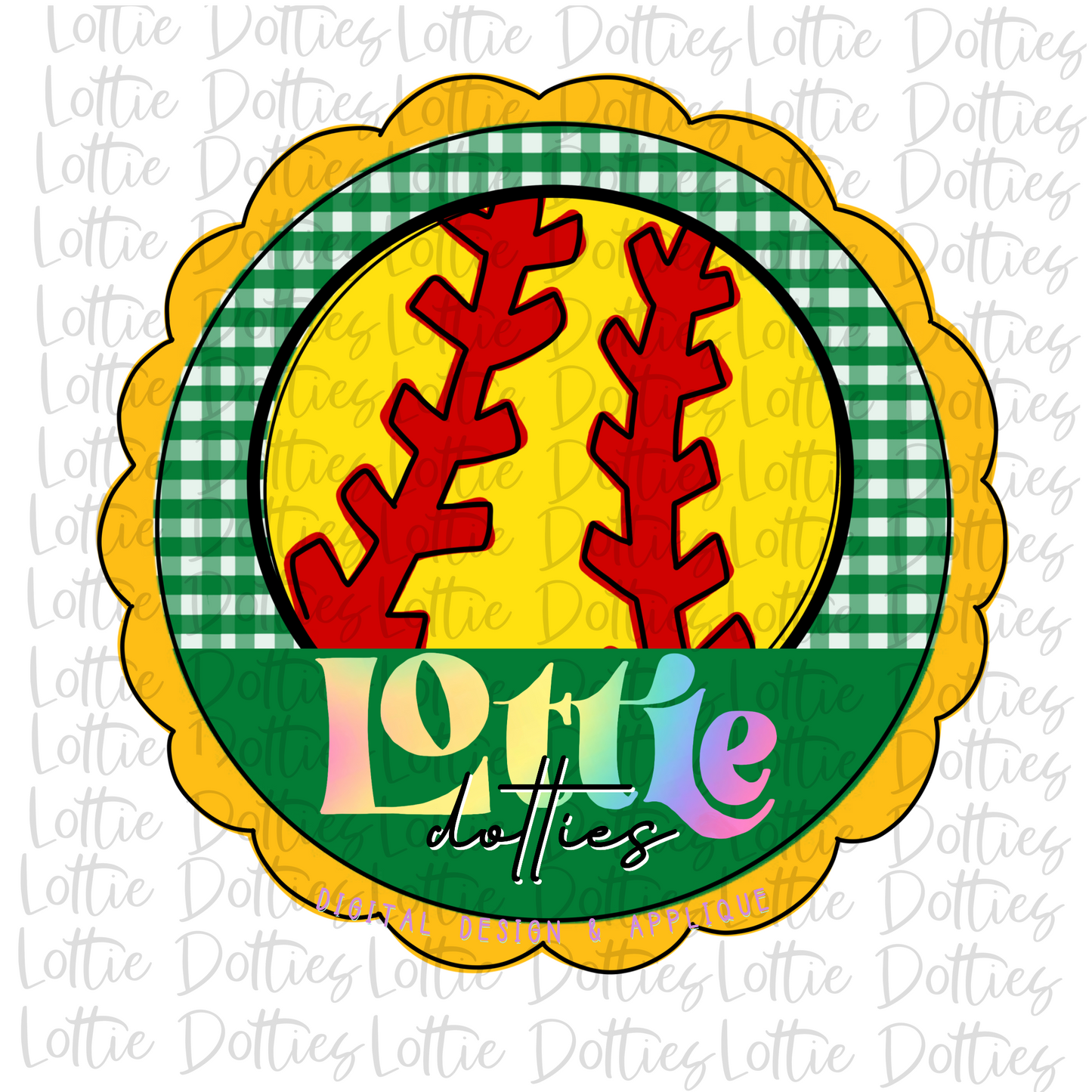 Softball Circle - PNG -Softball Sublimation- Digital Download - Green and Gold