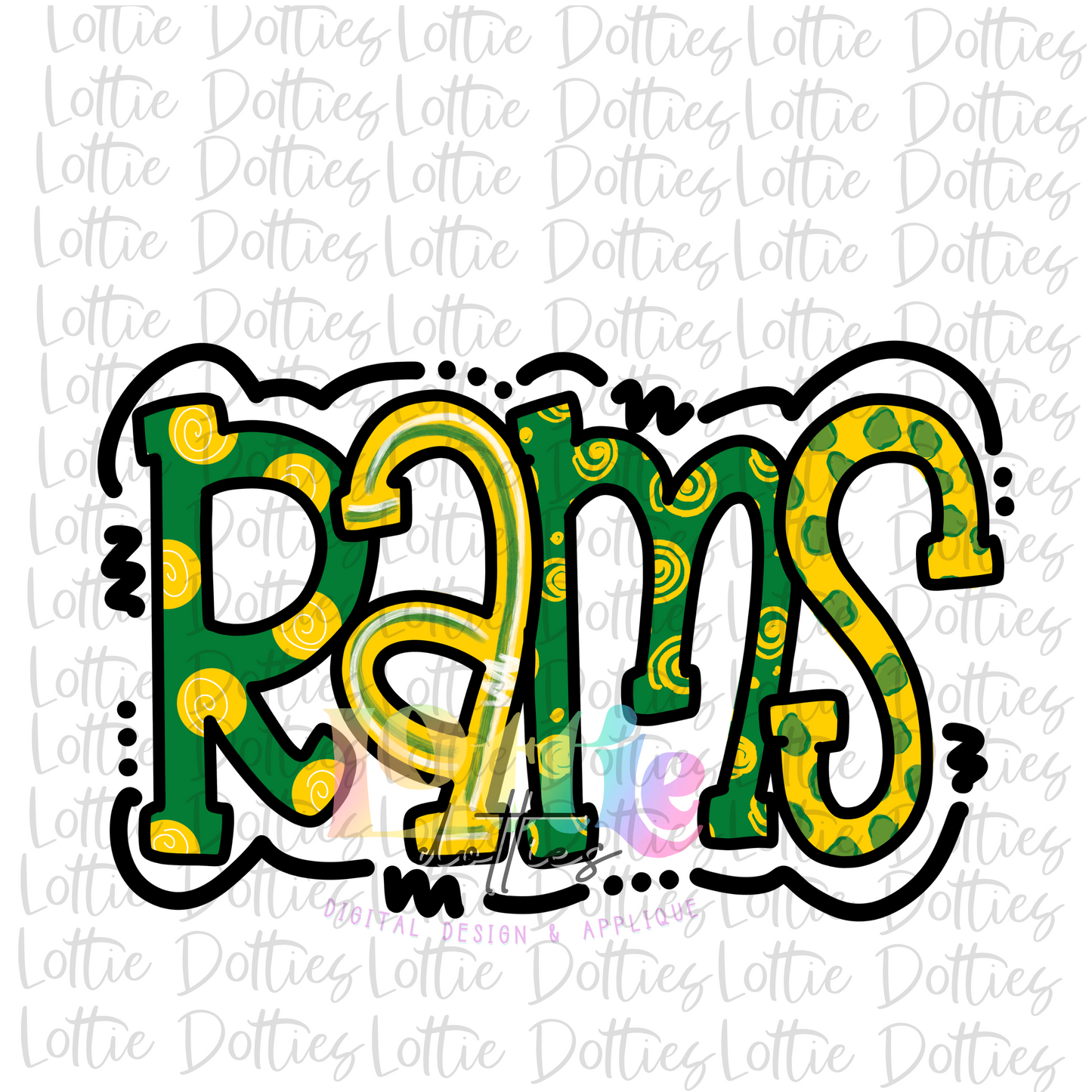 Rams PNG - Rams Sublimation design - Digital Download - Green and Yellow