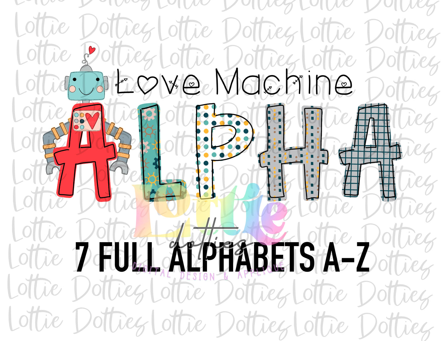 Love Bot Alpha - Love Machine - Valentine’s Day Alpha - Alphabet Clipart - Instant Download - Alpha Pack