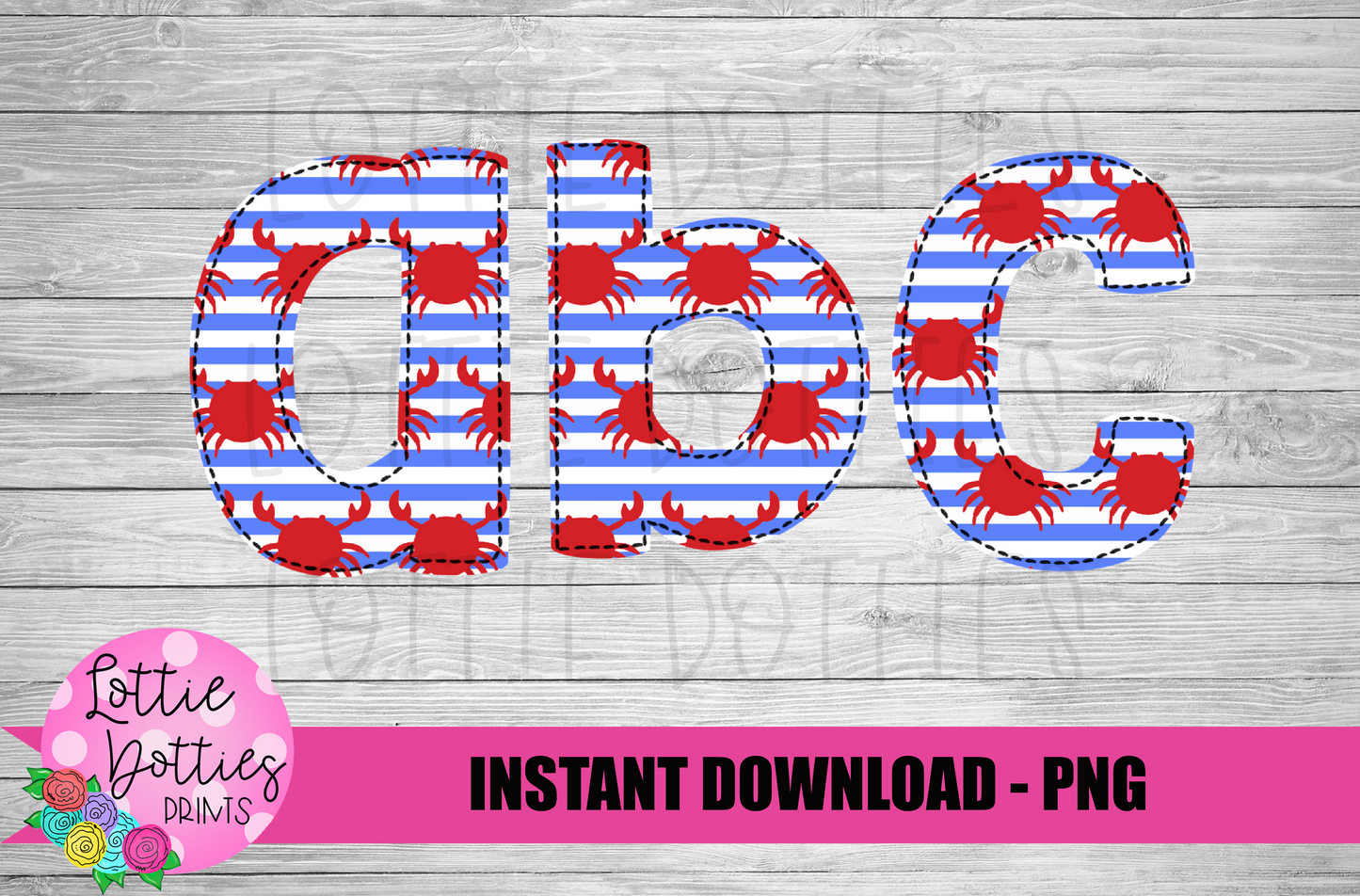 Crab Faux Applique Alphabet - Alpha Pack - Alphabet Clipart - Instant Download - Boy Alpha Pack