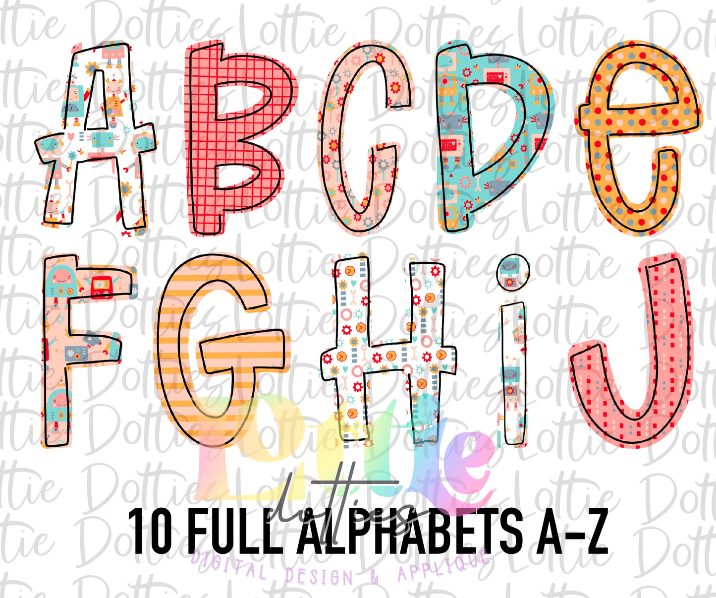 Cutie Robot Alpha - Alpha Pack - Alphabet Clipart - Instant Download - Alpha Pack