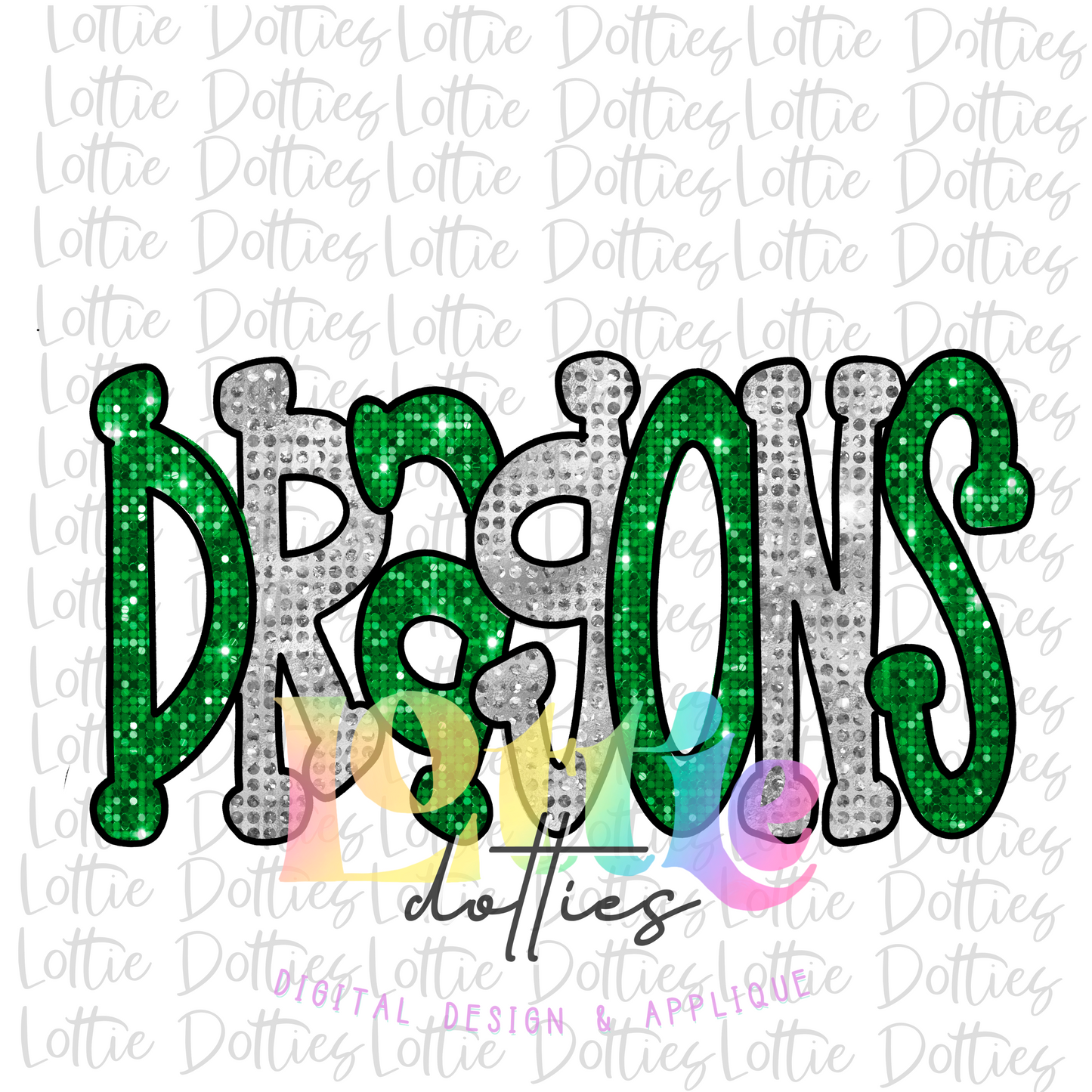 Dragons PNG - Digital Download - Dragons Sublimation -Green and Sliver