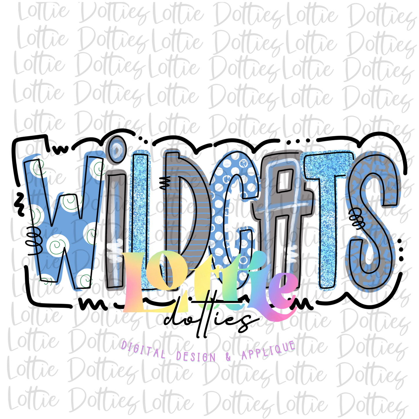 Wildcats PNG - Blue and Gray - Wildcats sublimation design - Digital Download