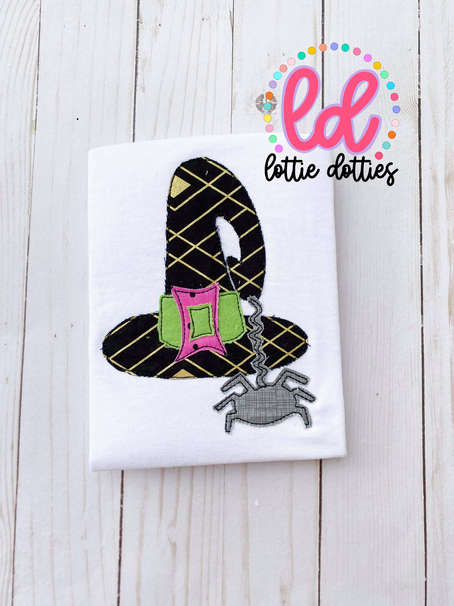 Witch Hat Spider Applique Design - Machine Embroidery - Instant Download