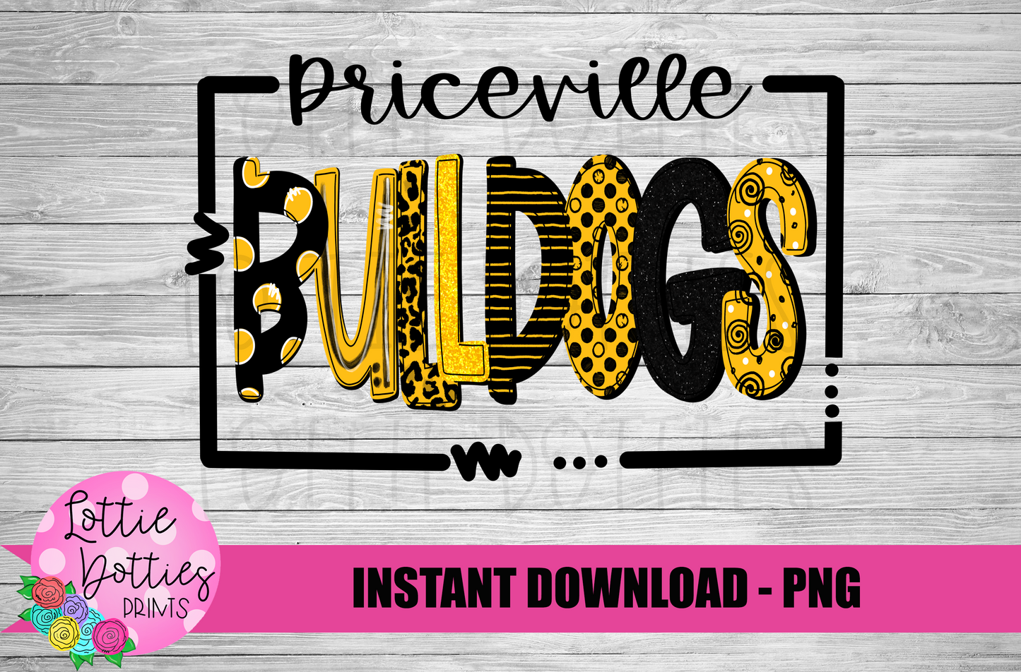 Priceville Bulldogs PNG - Black and Gold Bulldogs - sublimation design - Digital Download
