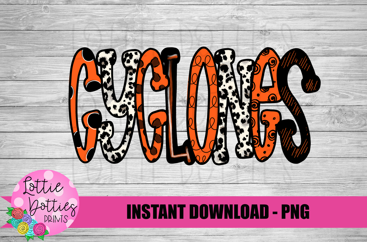 Cyclones PNG - Sublimation - Mascot Design - Orange, Black and White
