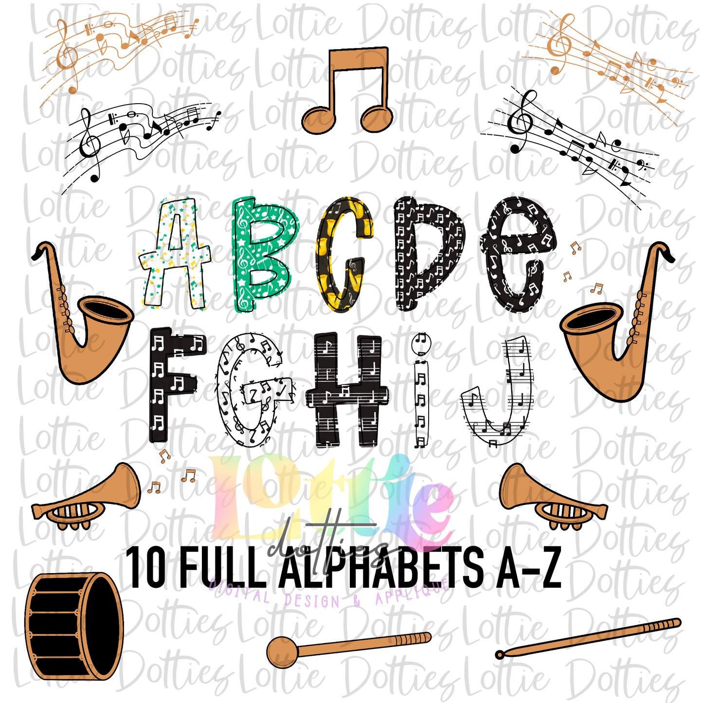 Band Spirit Lettered Alphabet Alpha Pack - Alphabet Clipart - Instant Download - Alpha Pack