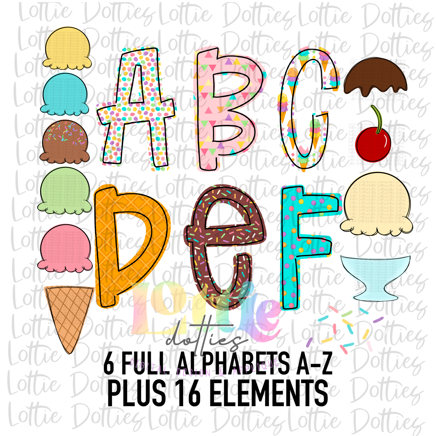 Ice Cream Alpha - Alpha Pack - Alphabet Clipart - Instant Download - Alpha Pack