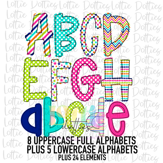 Girl Birthday Alpha - Alpha Pack - Alphabet Clipart - Instant Download  - Alpha Pack