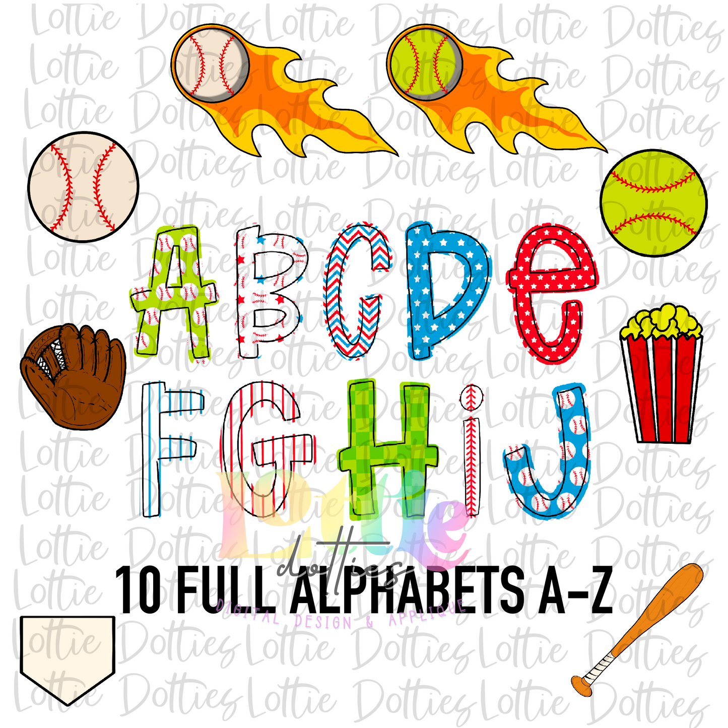 Baseball Alpha - Alpha Pack - Alphabet Clipart - Instant Download - Alpha Pack