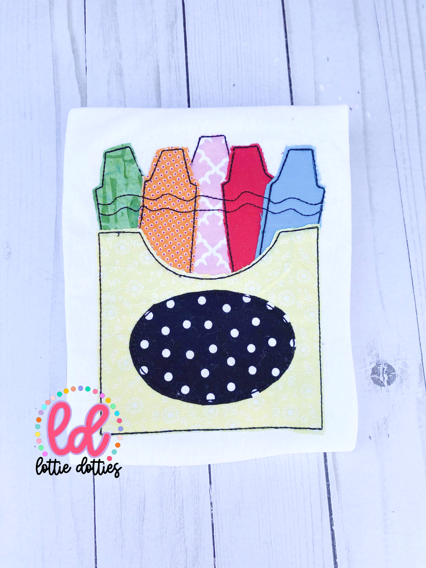 Crayon Box School Applique Design - Machine Embroidery - Instant Download