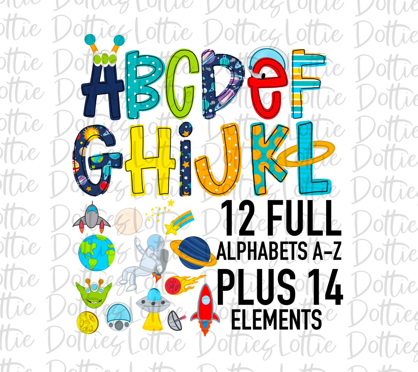 Space Alphabet - Space Alpha Pack - Alphabet Clipart Pack