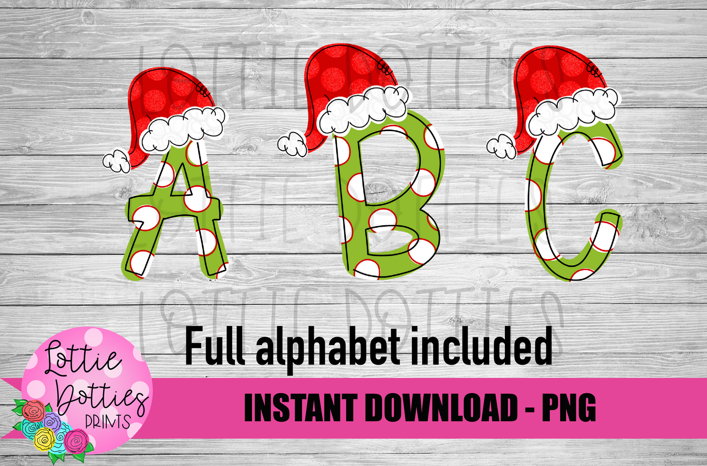 Santa Hat Alphabet - Alpha Pack - Alphabet Clipart - Instant Download - Boy Alpha Pack