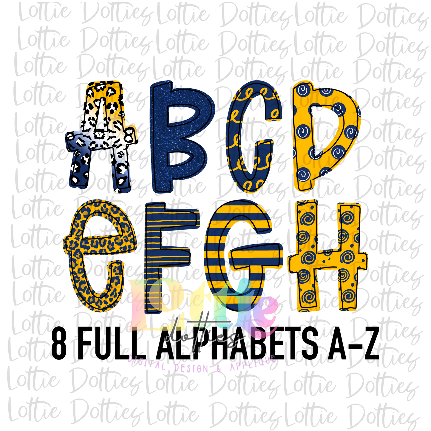 Navy and Gold Alpha - Alphabet Clipart - Instant Download - Alpha Pack