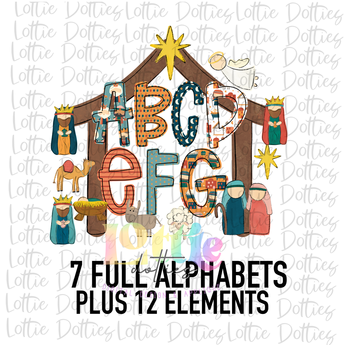 Nativity Lettered Alphabet - Alpha Pack - Alphabet Clipart - Instant Download - Alpha Pack