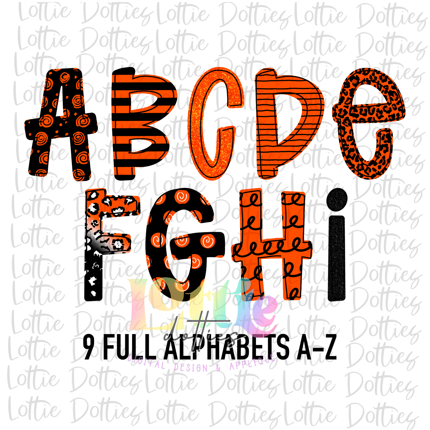 Orange and Black Spirit Alphabet - Alpha Pack - Alphabet Clipart - Instant Download - Alpha Pack