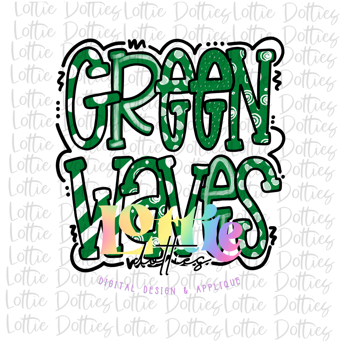 Green Waves - PNG -Green Waves Sublimation - Digital Download