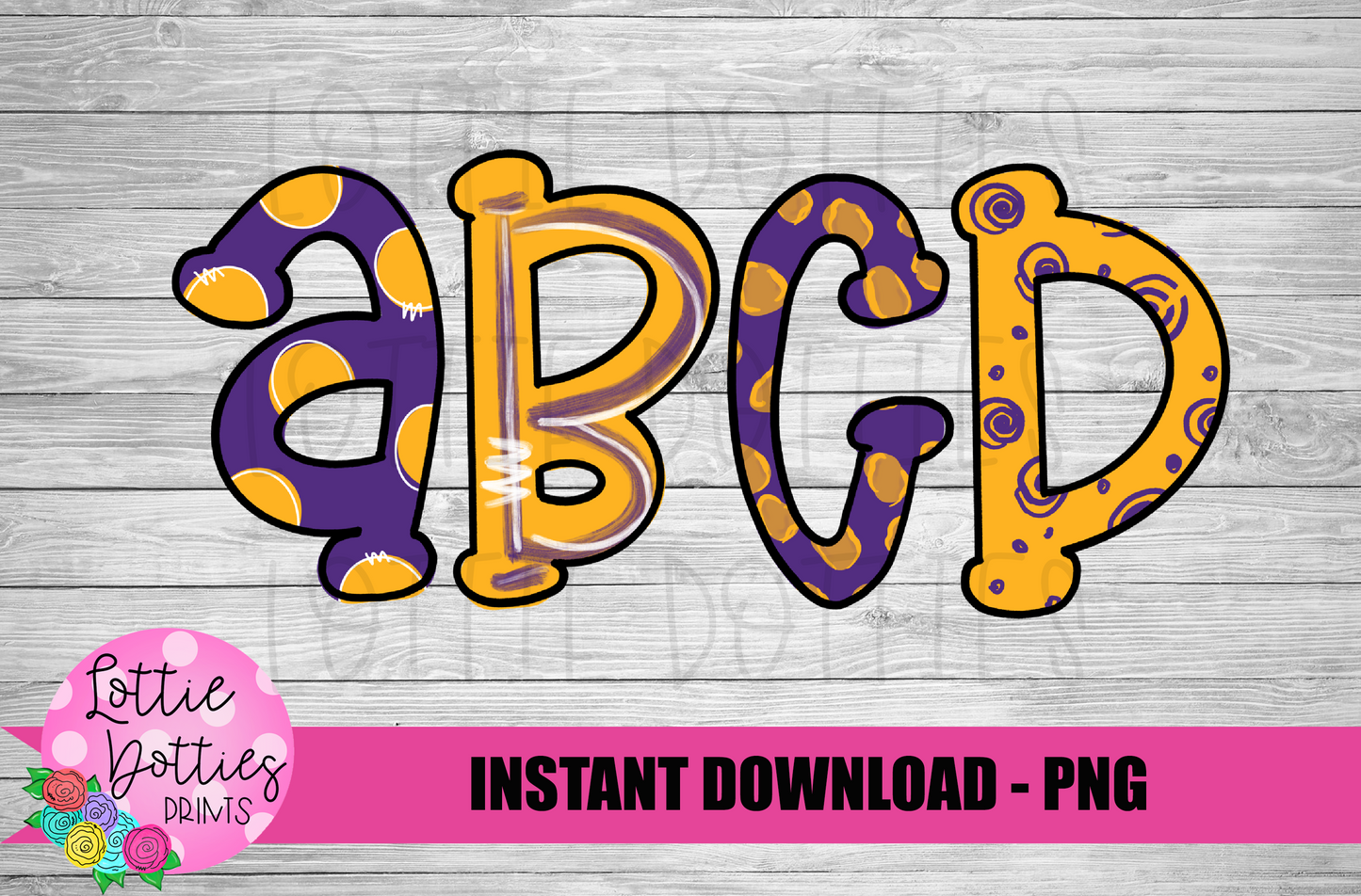 Purple and Gold Hand Lettered Alphabet - Alpha Pack - Alphabet Clipart - Instant Download - Girl Alpha Pack