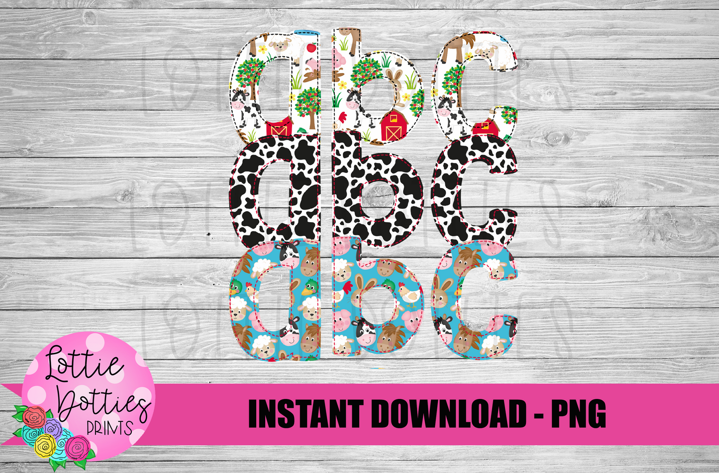 Down on the Farm Faux Applique Alphabet - Alpha Pack - Alphabet Clipart - Instant Download - Boy Alpha Pack
