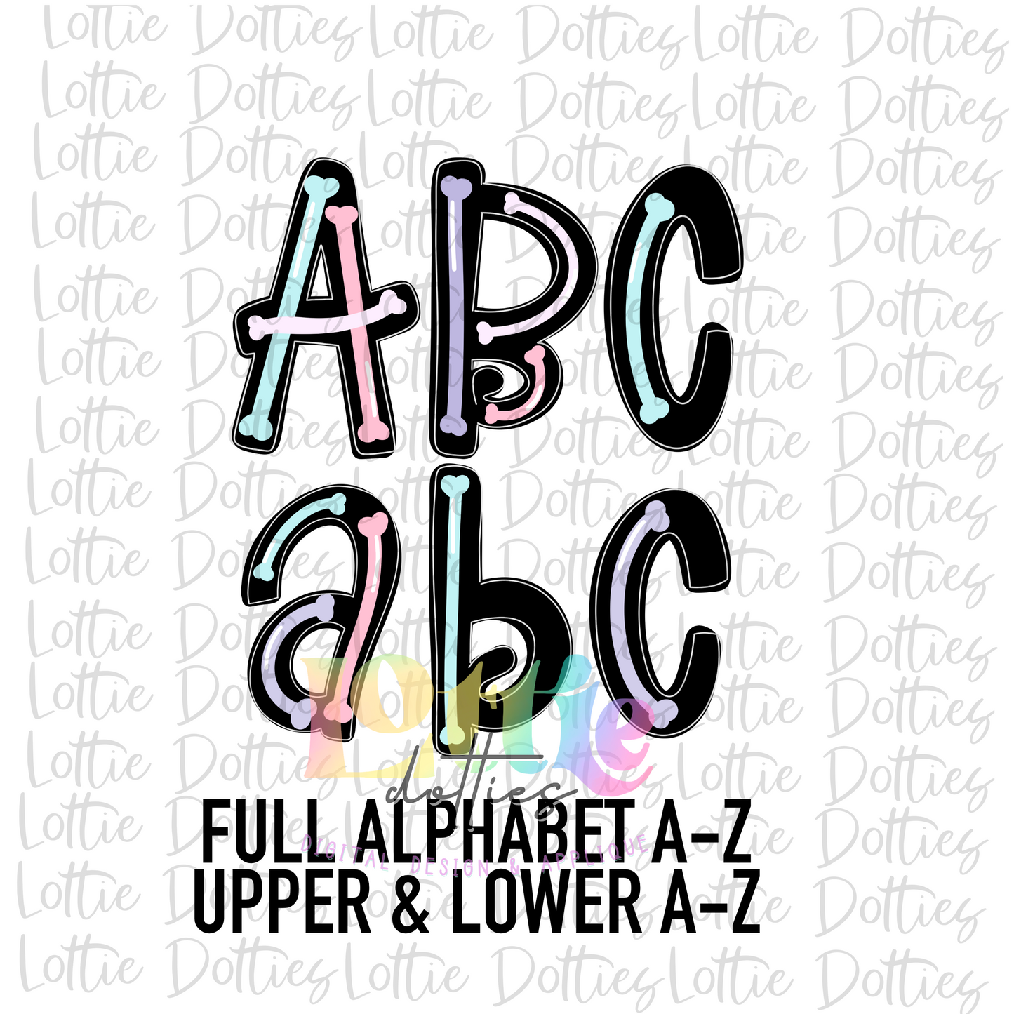 Skelly Bones Alphabet - Pastel Halloween Alpha Pack - Alphabet Clipart - Instant Download - Boy Alpha Pack