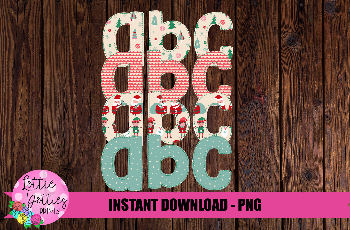 Christmas Faux Applique Alphabet - Alpha Pack - Alphabet Clipart - Instant Download - Christmas Alpha Pack