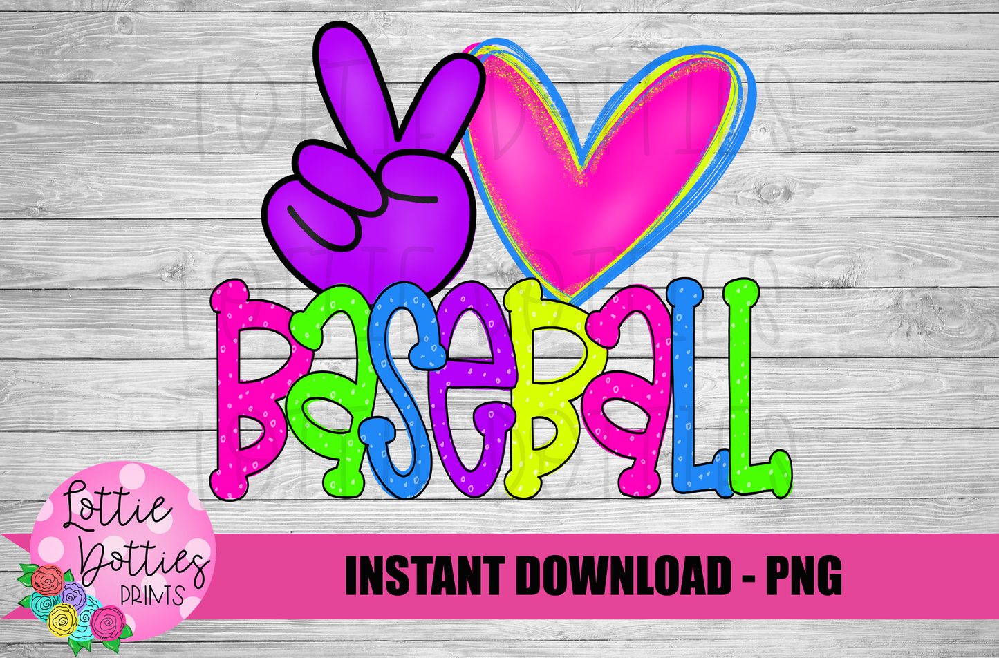 Peace Love Baseball PNG - Baseball Png - Digital Download