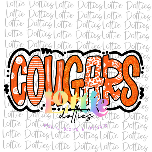 Cougars  Png - Cougars  Sublimation- Orange and White -  Digital Download
