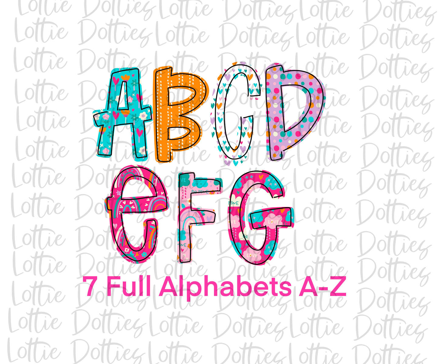 Rainbow Alphabets - 7 full A-Z Alpha Pack - Alphabet Clipart - Instant Download - Pirate