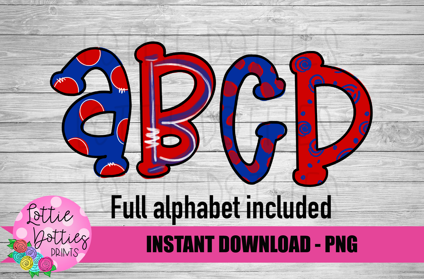 Royal and Red Hand Lettered Alphabet - Alpha Pack - Alphabet Clipart - Instant Download - Girl Alpha Pack
