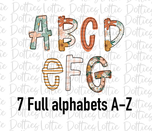 Fall alpha - 7 Full Alphabets - Alphabet Clipart - Instant Download  - Alpha Pack