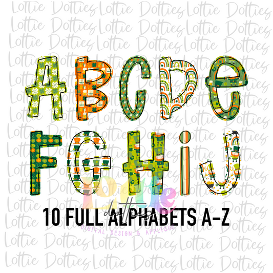 St. Patrick’s Day Alpha - Alpha Pack - Alphabet Clipart - Instant Download  - Alpha Pack