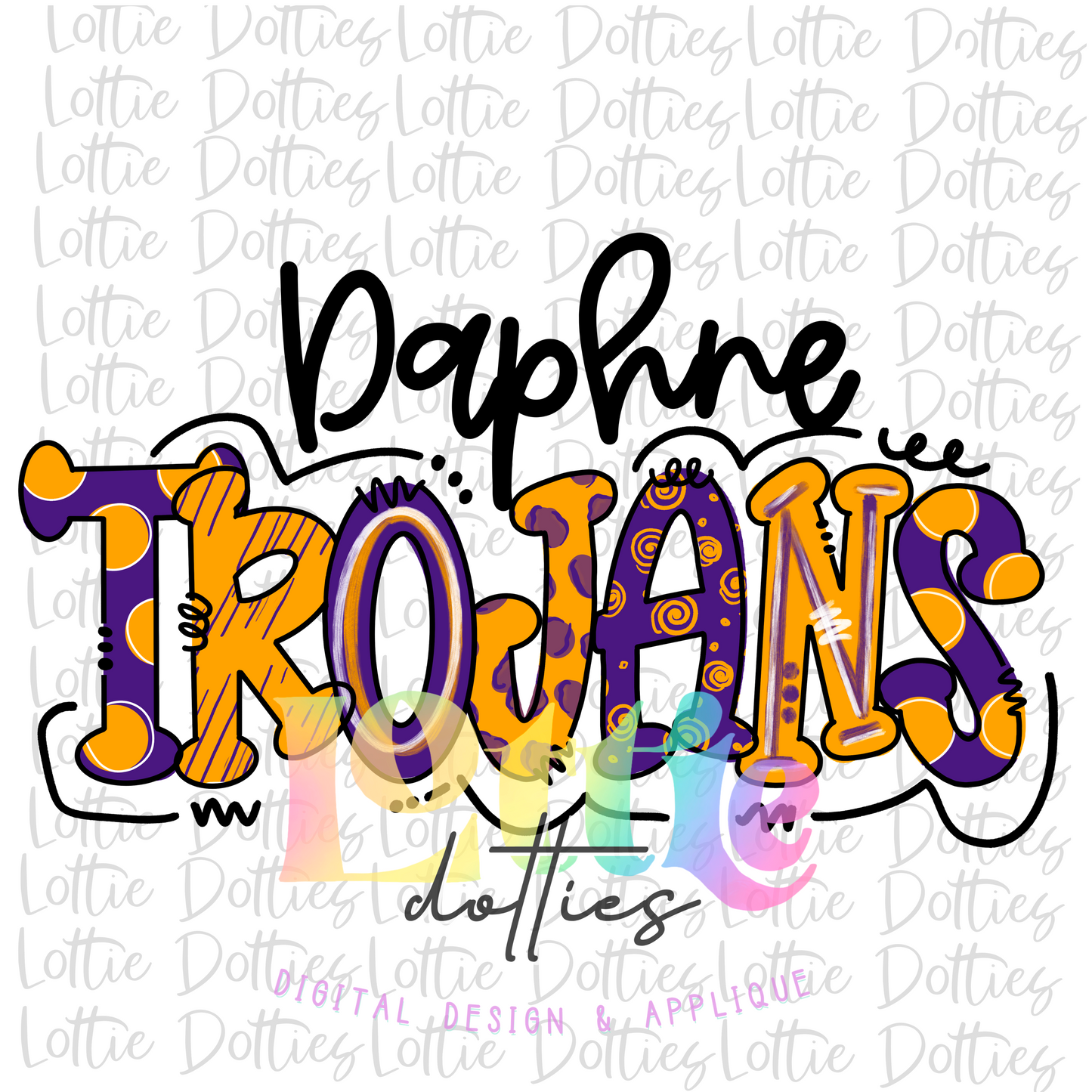 Daphne Trojans - PNG - sublimation design - Digital Download - Royal and Gold