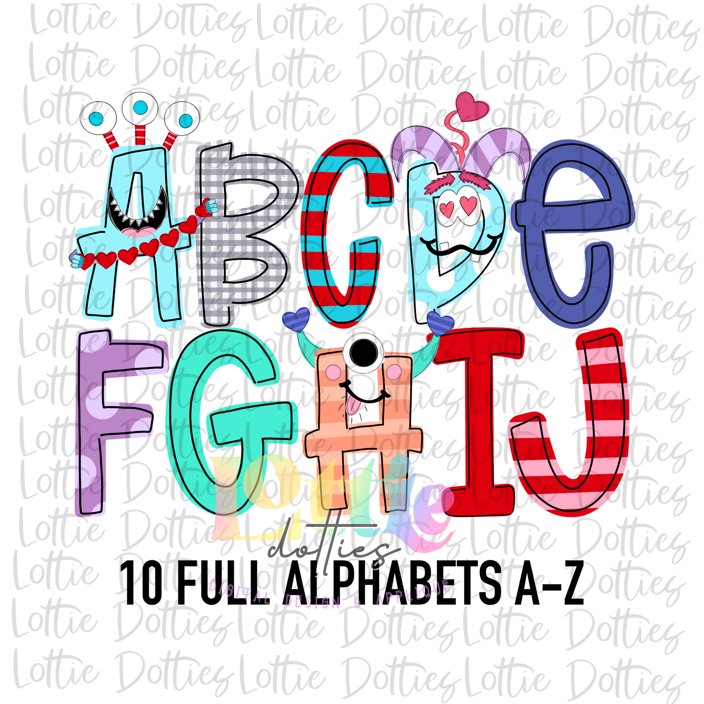 Love Monster Alpha - Love Monster - Valentine’s Day Alpha - Alphabet Clipart - Instant Download - Alpha Pack