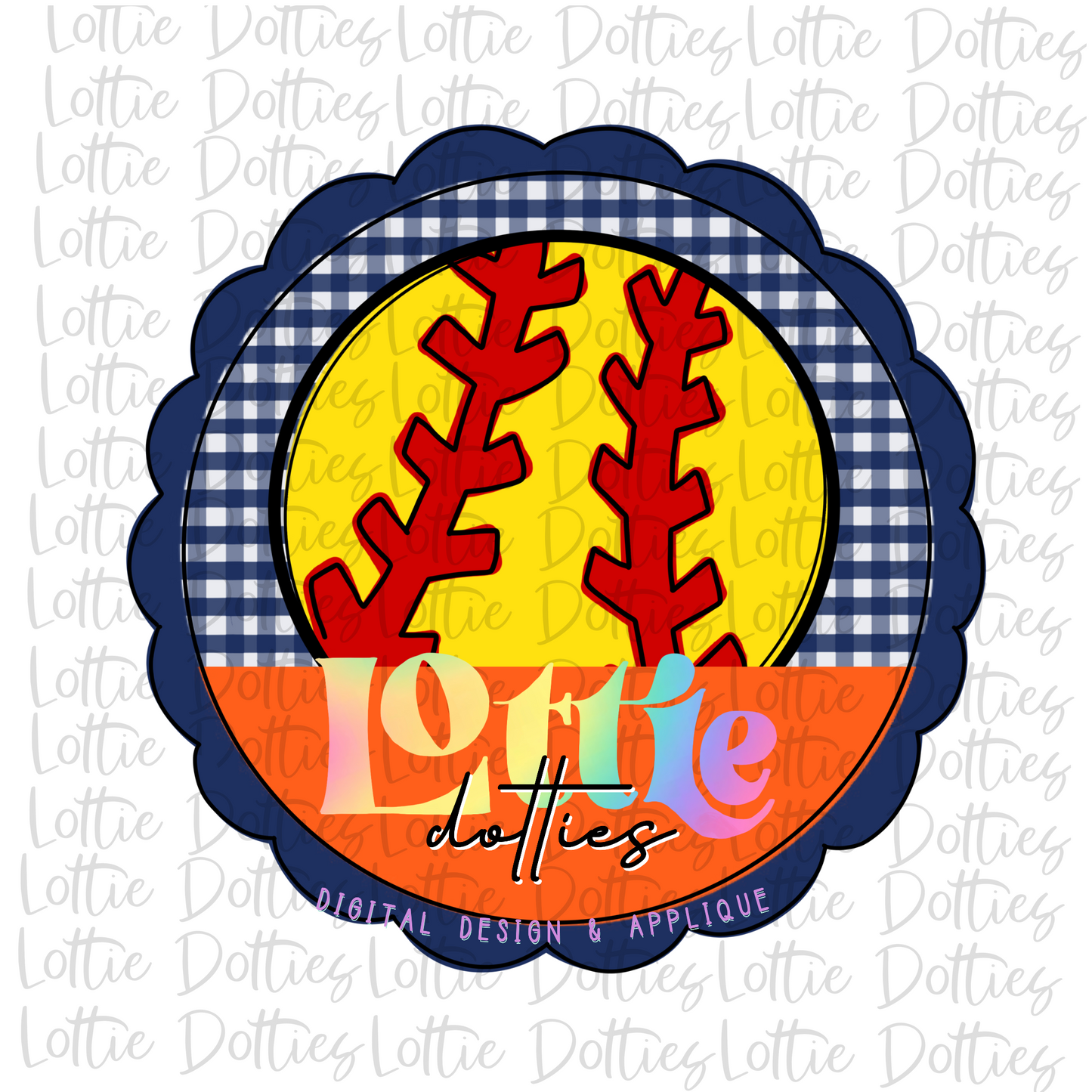 Softball Circle - PNG -Softball Sublimation- Digital Download - Navy and Orange