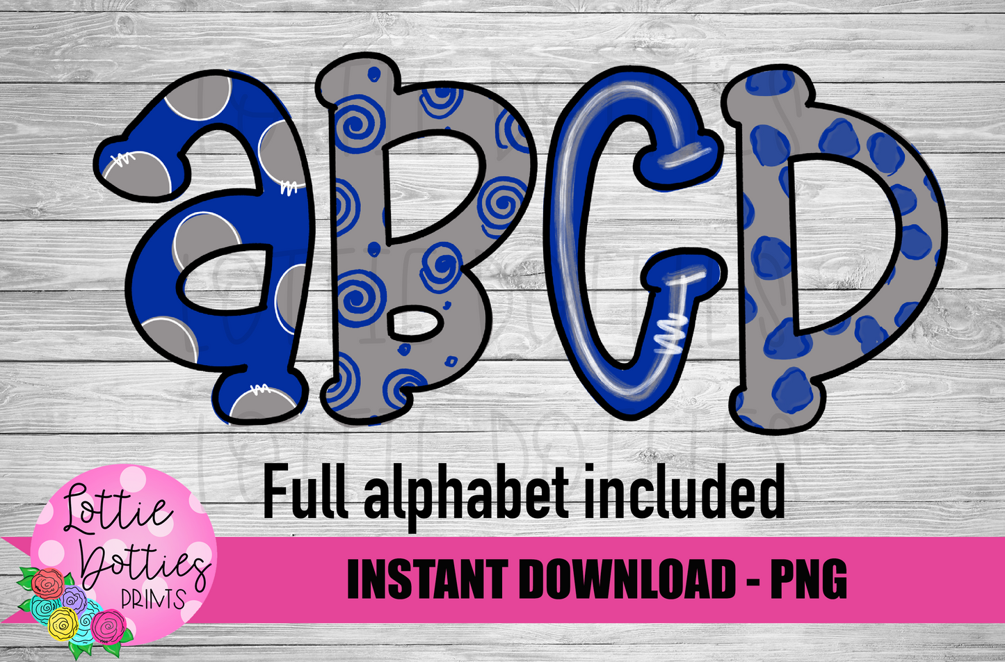 Royal Gray and White Hand Lettered Alphabet - Alpha Pack - Alphabet Clipart - Instant Download - Alpha Pack